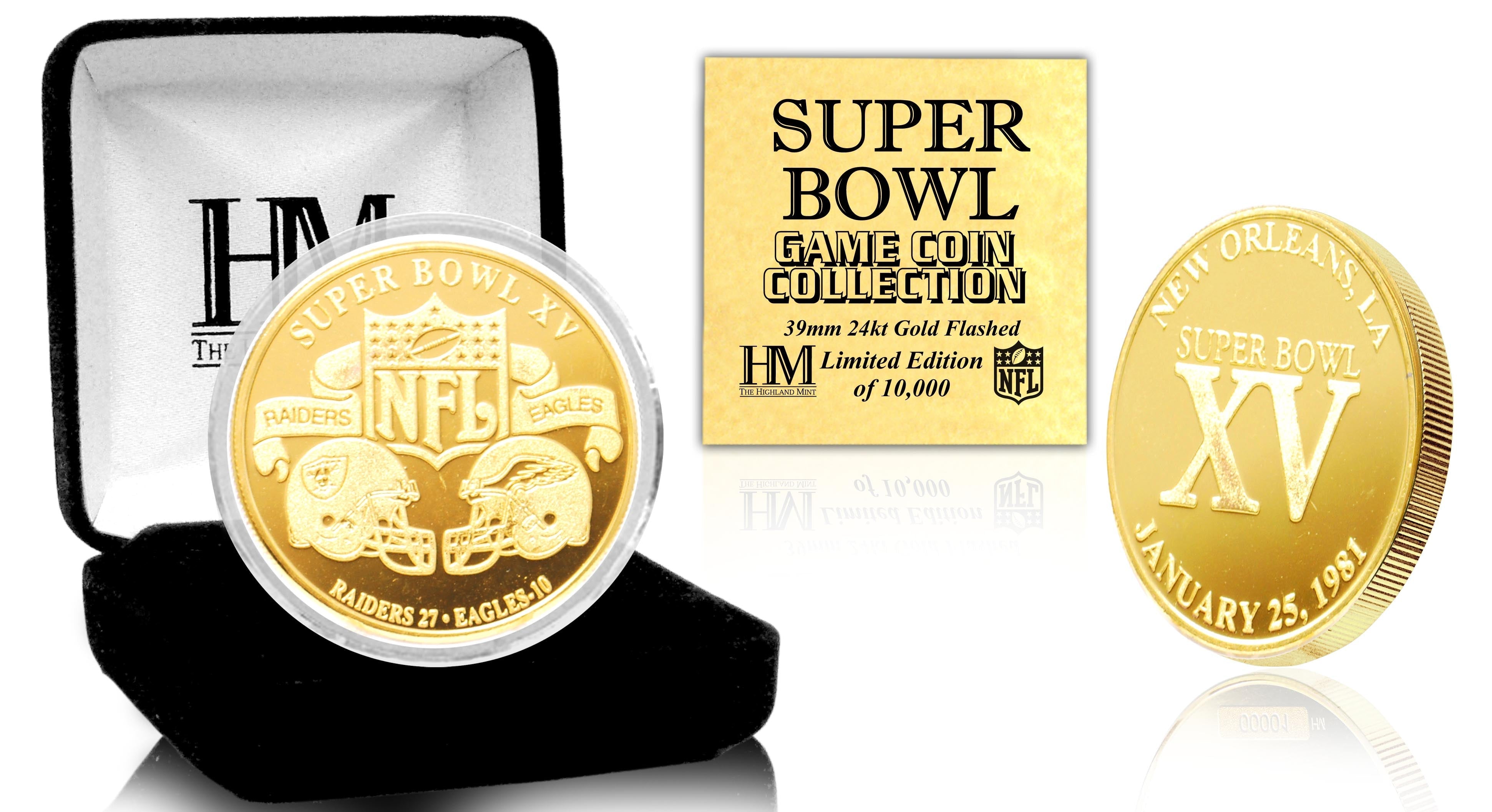 Super Bowl XV 24kt Gold Flip Coin - Sports Collectibles, Sports Memorabilia, Sports Fan Shop, Sports Gifts