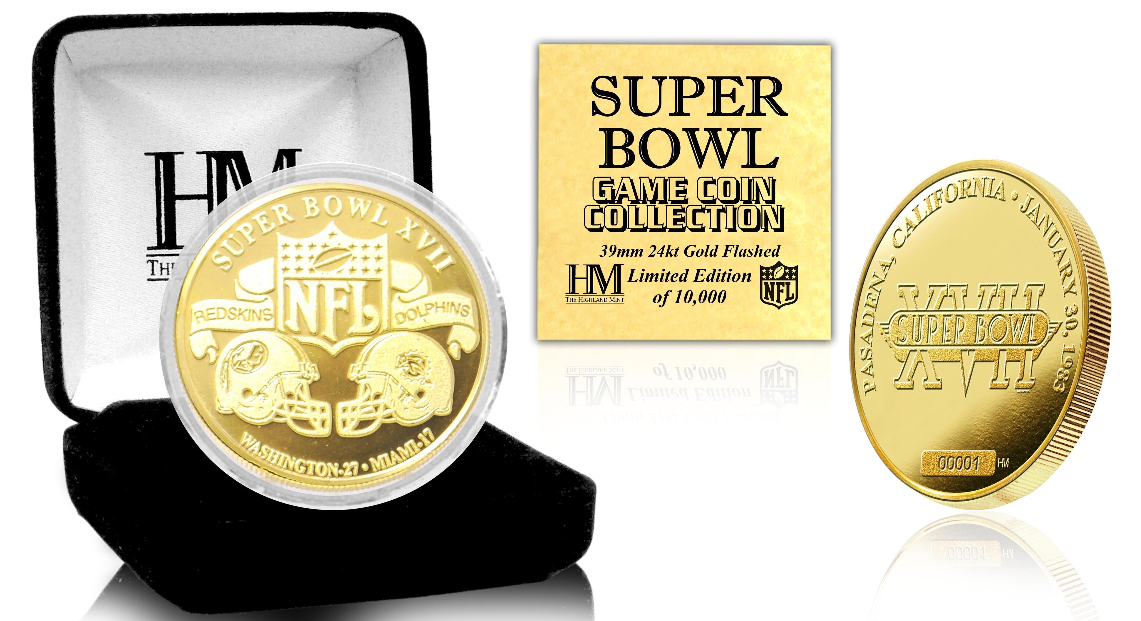 Super Bowl XVII 24kt Gold Flip Coin - Sports Collectibles, Sports Memorabilia, Sports Fan Shop, Sports Gifts