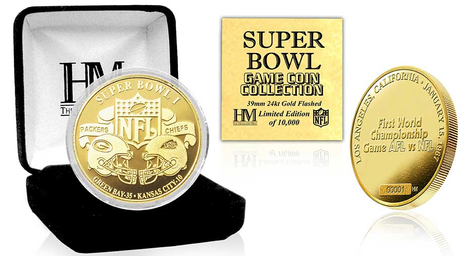 Super Bowl I 24kt Gold Flip Coin - Sports Collectibles, Sports Memorabilia, Sports Fan Shop, Sports Gifts