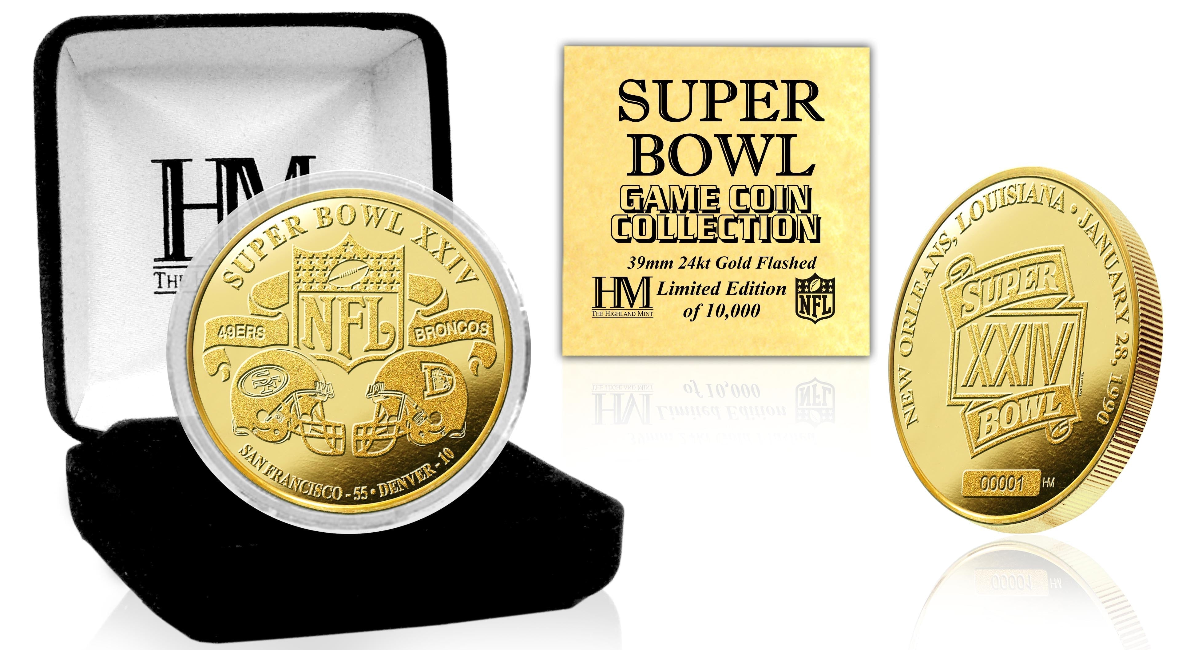 Super Bowl XXIV 24kt Gold Flip Coin - Sports Collectibles, Sports Memorabilia, Sports Fan Shop, Sports Gifts