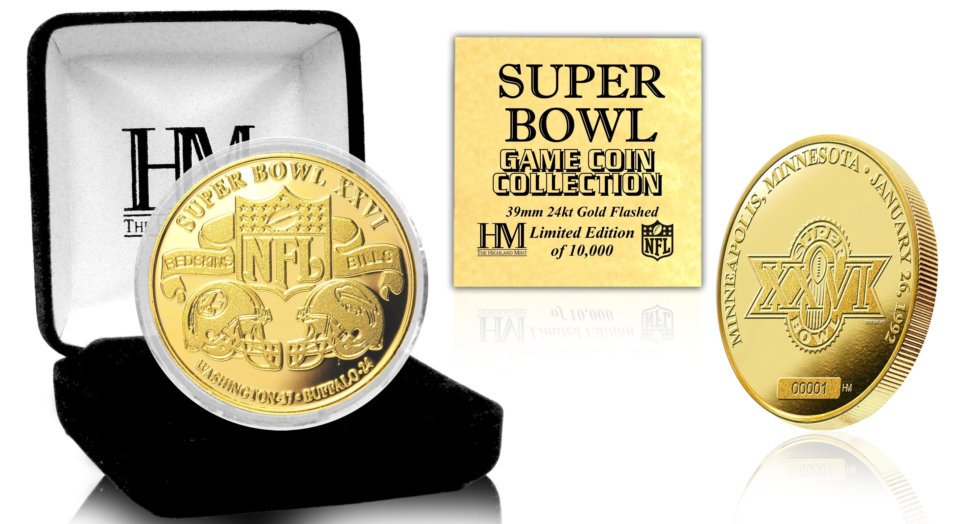Super Bowl XXVI 24kt Gold Flip Coin - Sports Collectibles, Sports Memorabilia, Sports Fan Shop, Sports Gifts