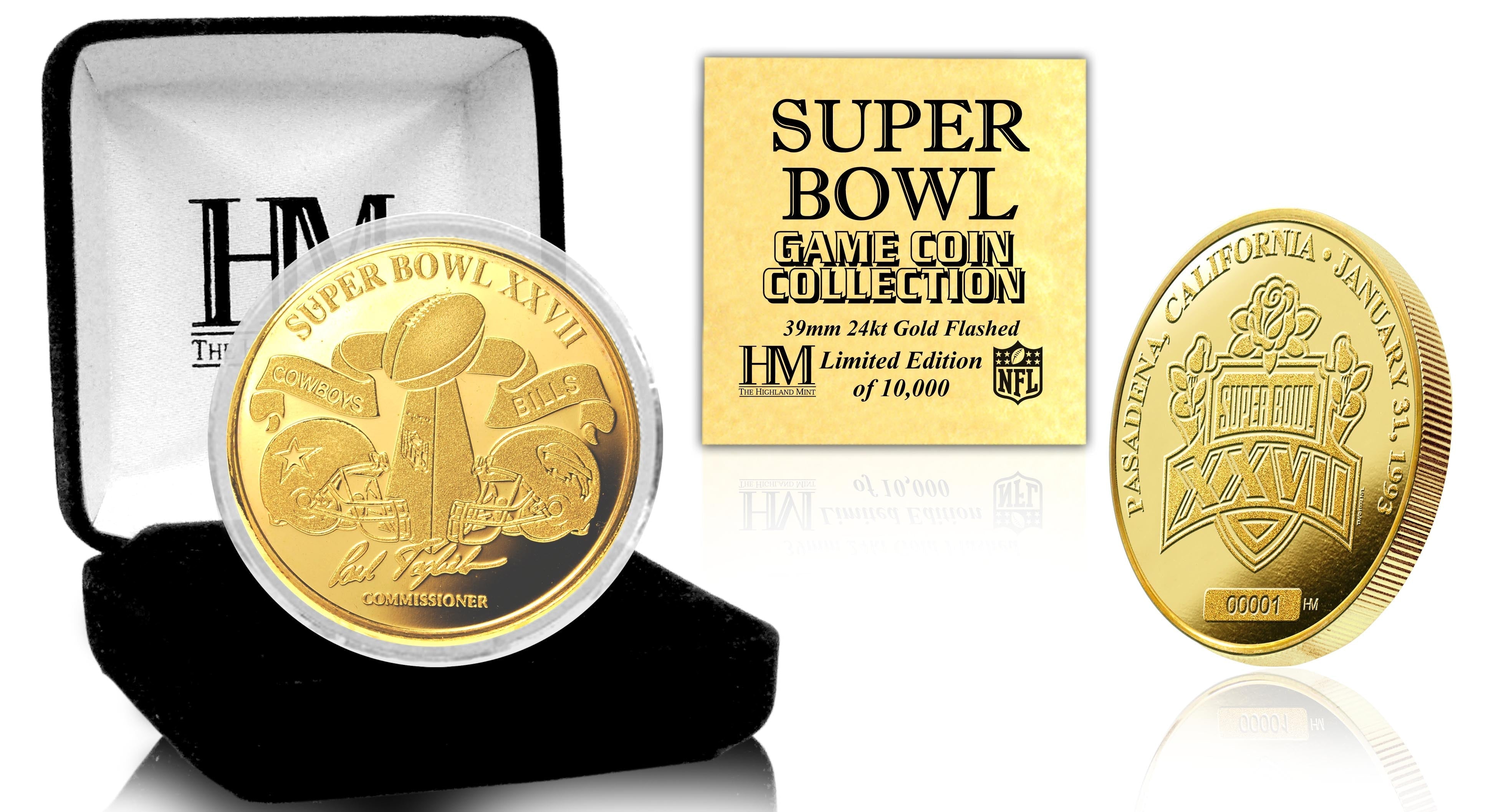 Super Bowl XXVII 24kt Gold Flip Coin - Sports Collectibles, Sports Memorabilia, Sports Fan Shop, Sports Gifts