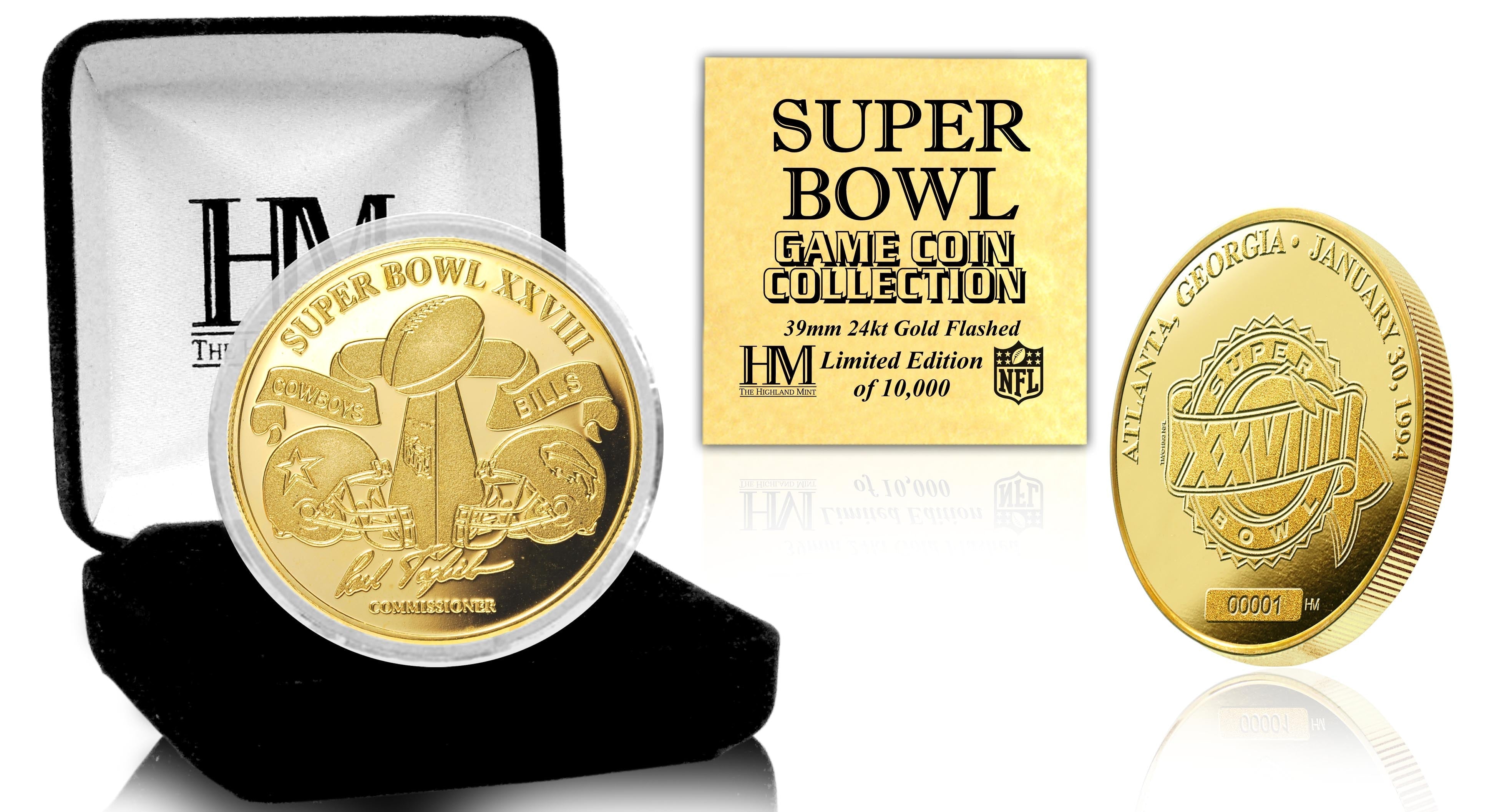 Super Bowl XXVIII 24kt Gold Flip Coin - Sports Collectibles, Sports Memorabilia, Sports Fan Shop, Sports Gifts