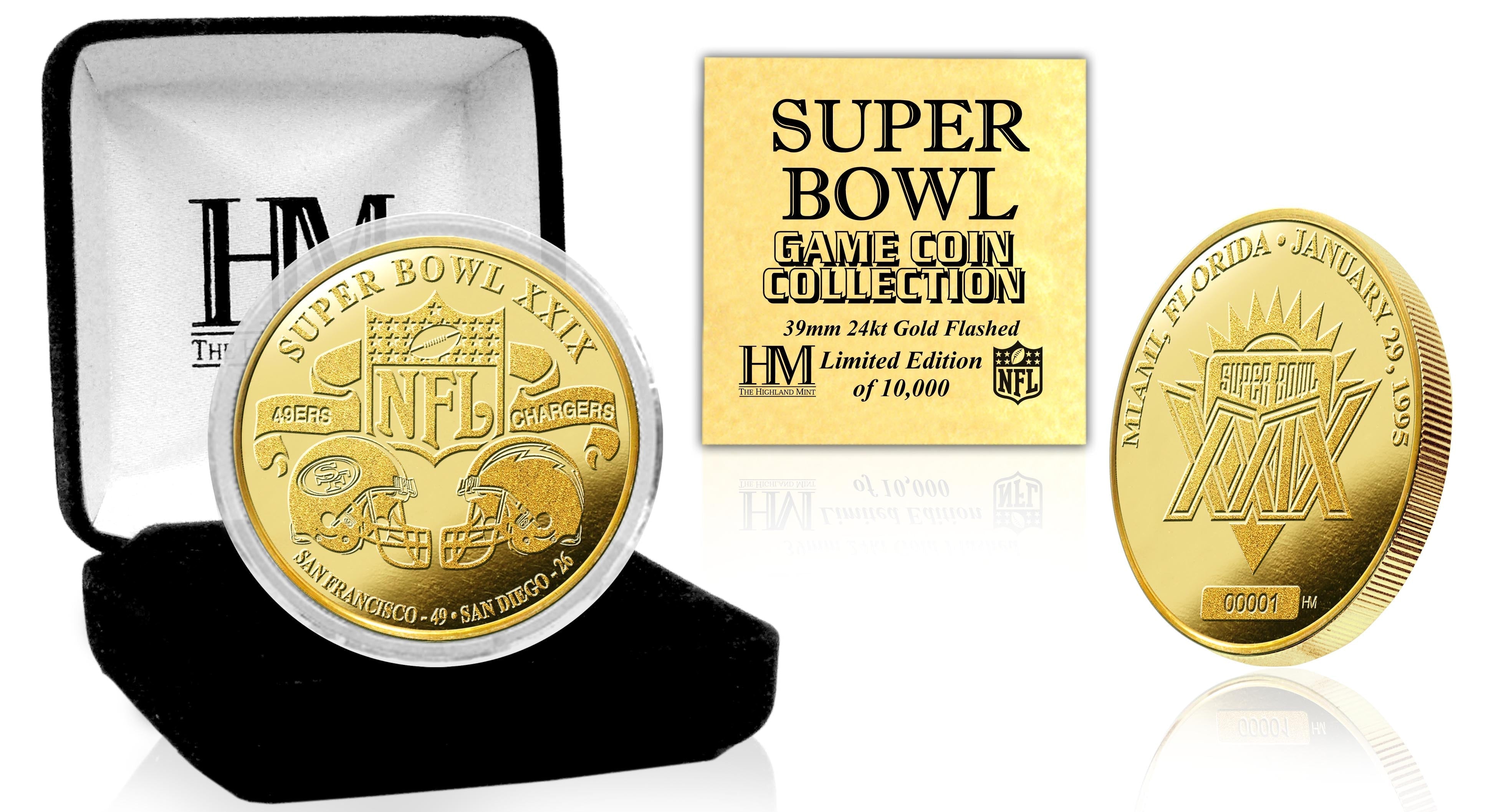 Super Bowl XXIX 24kt Gold Flip Coin - Sports Collectibles, Sports Memorabilia, Sports Fan Shop, Sports Gifts