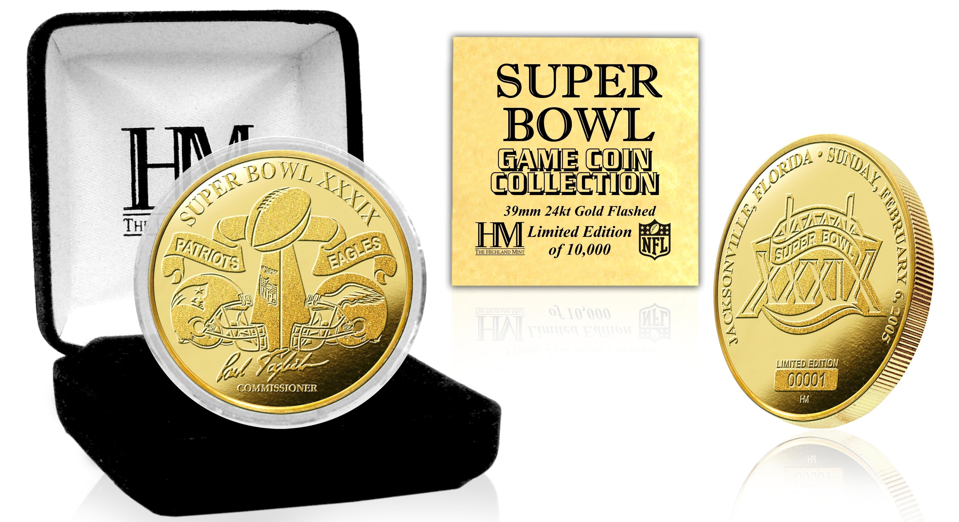 24kt Gold Super Bowl XXXIX Flip Coin - Sports Collectibles, Sports Memorabilia, Sports Fan Shop, Sports Gifts