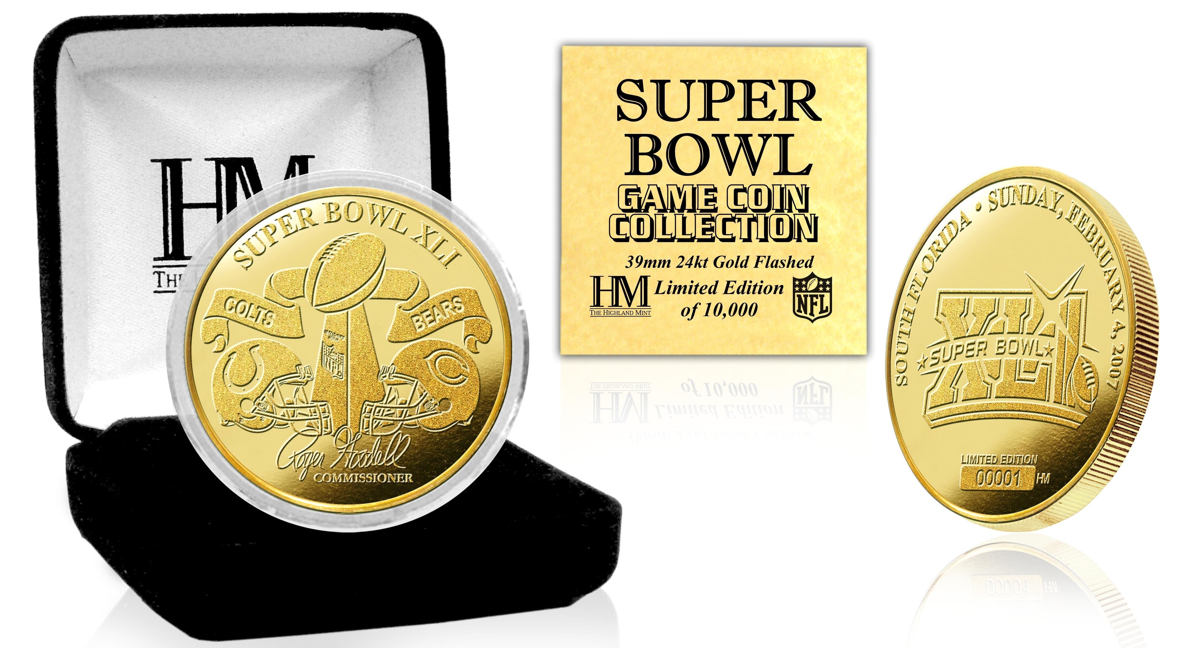 NFL Super Bowl XLI 24kt Gold Flip Coin - Sports Collectibles, Sports Memorabilia, Sports Fan Shop, Sports Gifts