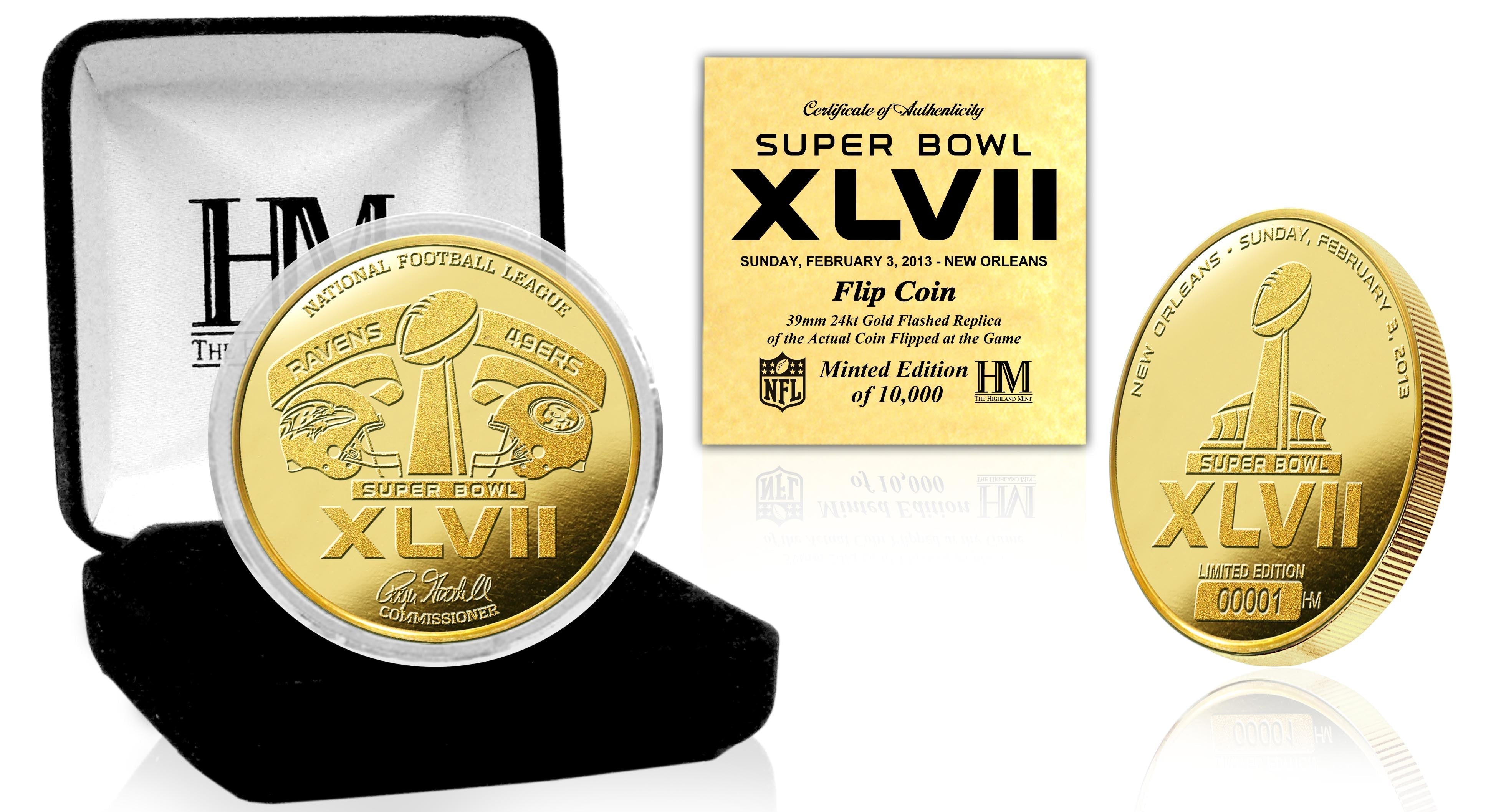Super Bowl XLVII Gold Flip Coin - Sports Collectibles, Sports Memorabilia, Sports Fan Shop, Sports Gifts