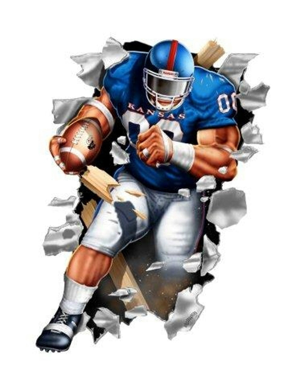 Kansas Jayhawks Decal Wallcrasher Football 11 Inch - Sports Collectibles, Sports Memorabilia, Sports Fan Shop, Sports Gifts
