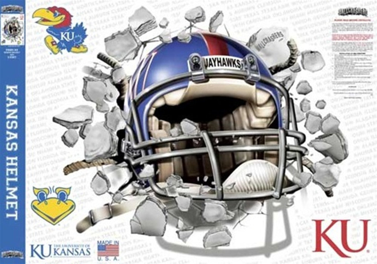 Kansas Jayhawks Decal Wallcrasher Smash Helmet 16 Inch - Sports Collectibles, Sports Memorabilia, Sports Fan Shop, Sports Gifts