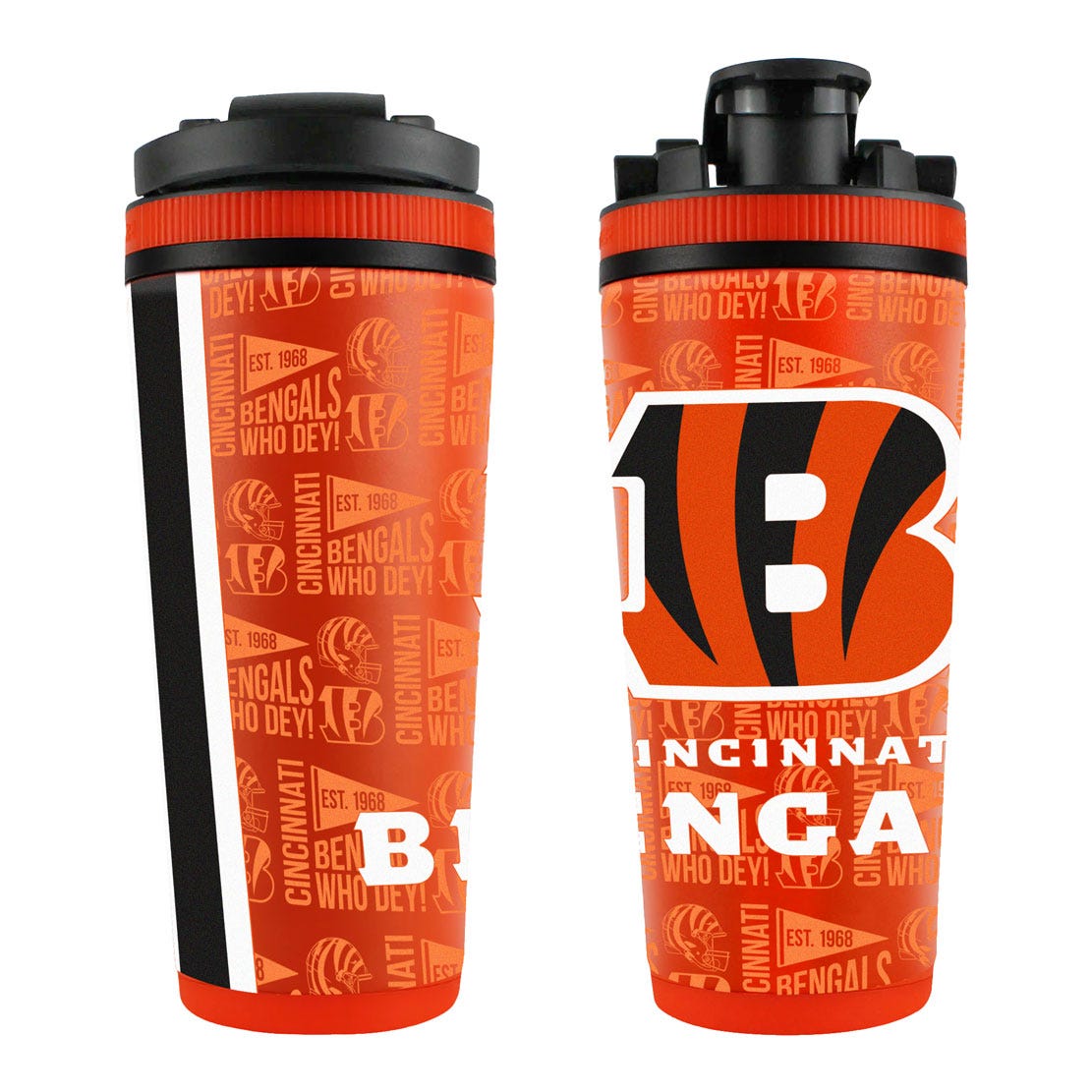 Cincinnati Bengals Orange 26oz 4D Stainless Steel Ice Shaker - Sports Gifts, Sports Memorabilia, Sports Collectibles, Fan Shop