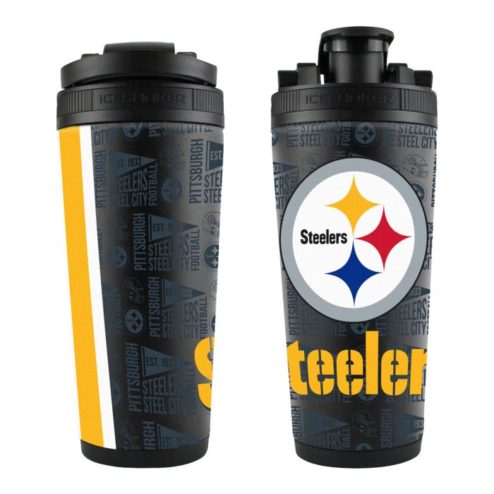 PITTSBURGH STEELERS BLACK 26OZ 4D STAINLESS STEEL ICE SHAKER - 757 Sports Collectibles
