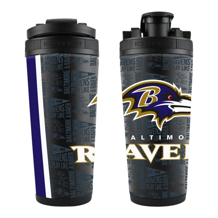 BALTIMORE RAVENS BLACK 26OZ 4D STAINLESS STEEL ICE SHAKER - Sports Collectibles, Sports Memorabilia, Sports Fan Shop, Sports Gifts