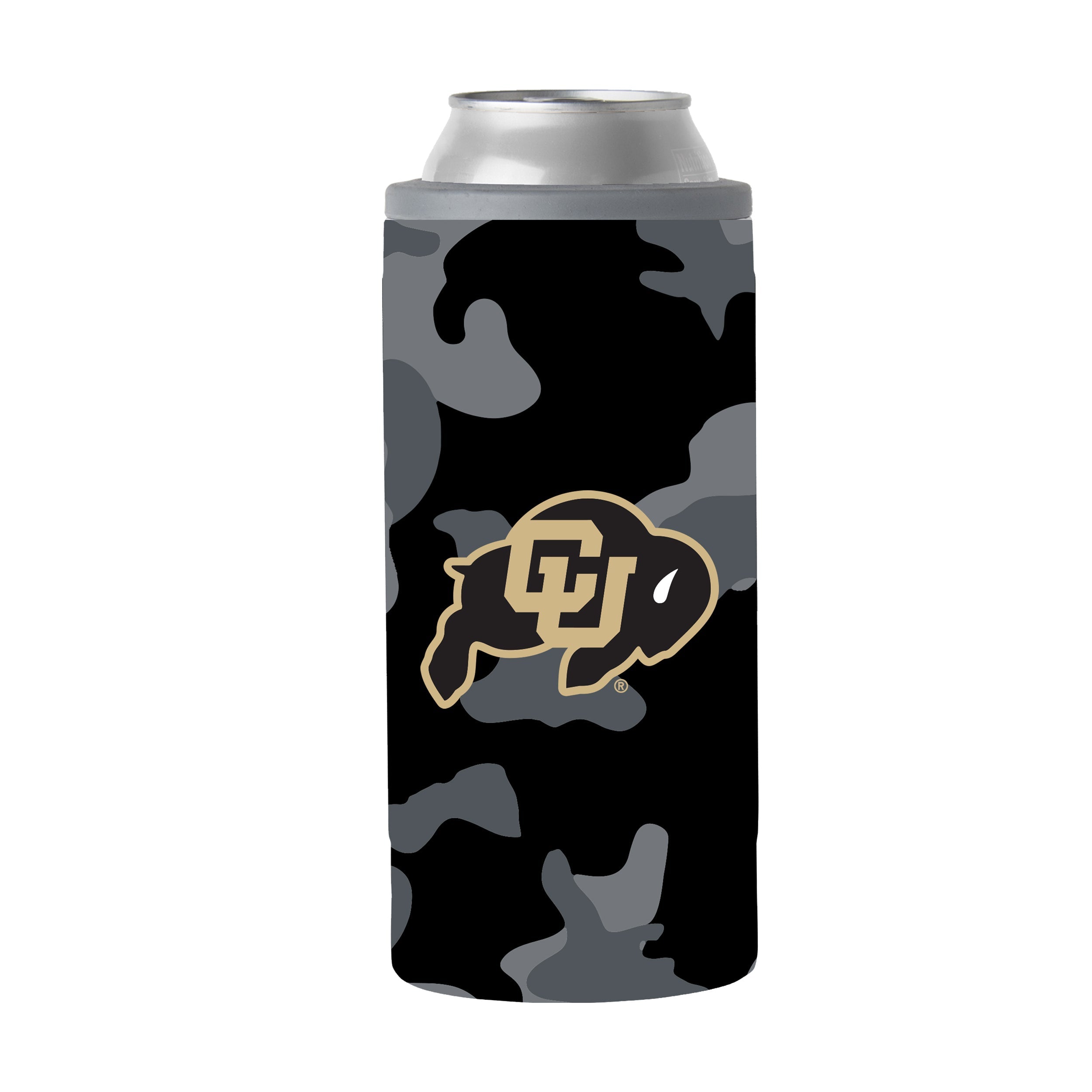 Colorado Black Camo 12oz Slim Can Coolie