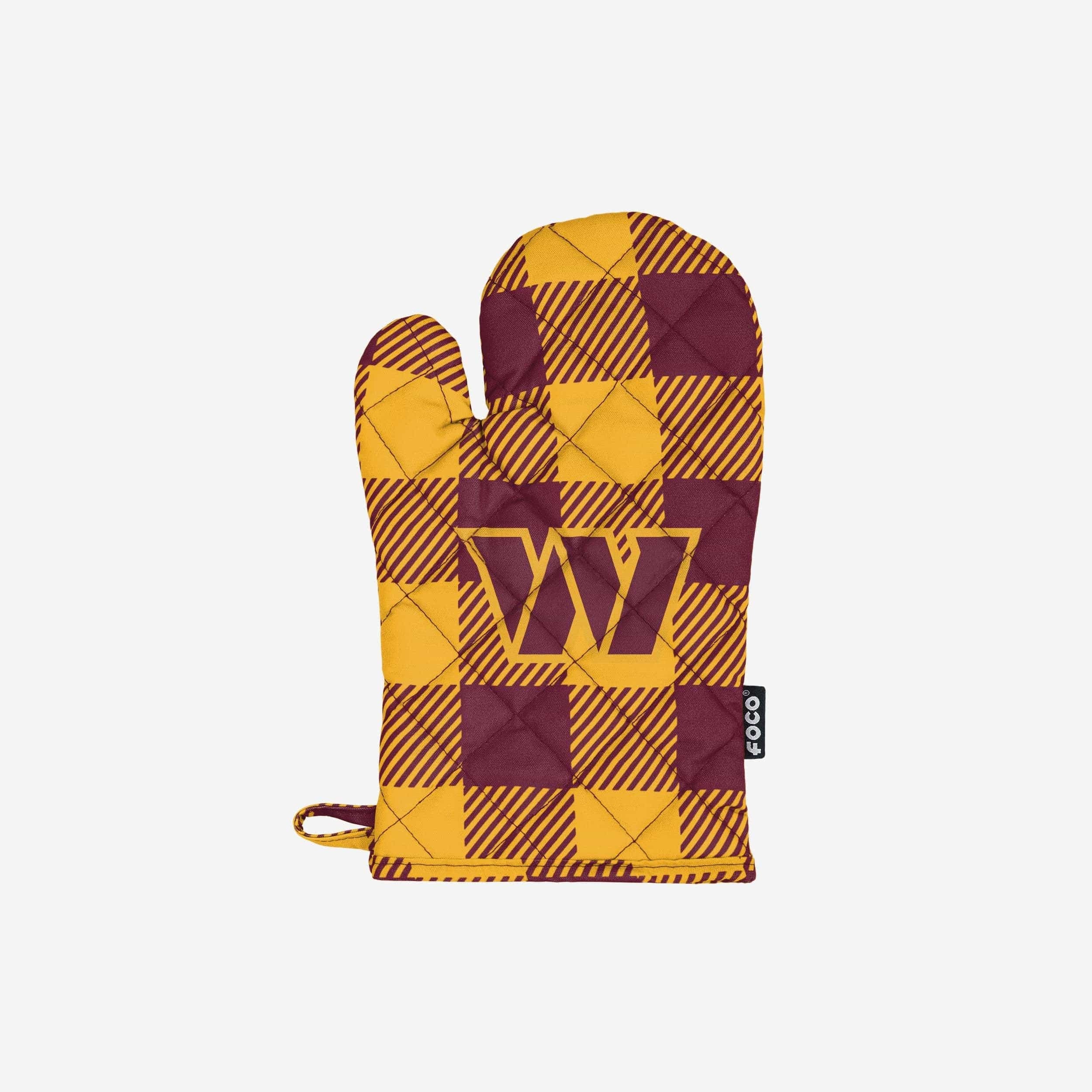 Washington Commanders Plaid Oven Mitt - Sports Gifts, Sports Memorabilia, Sports Collectibles, Fan Shop