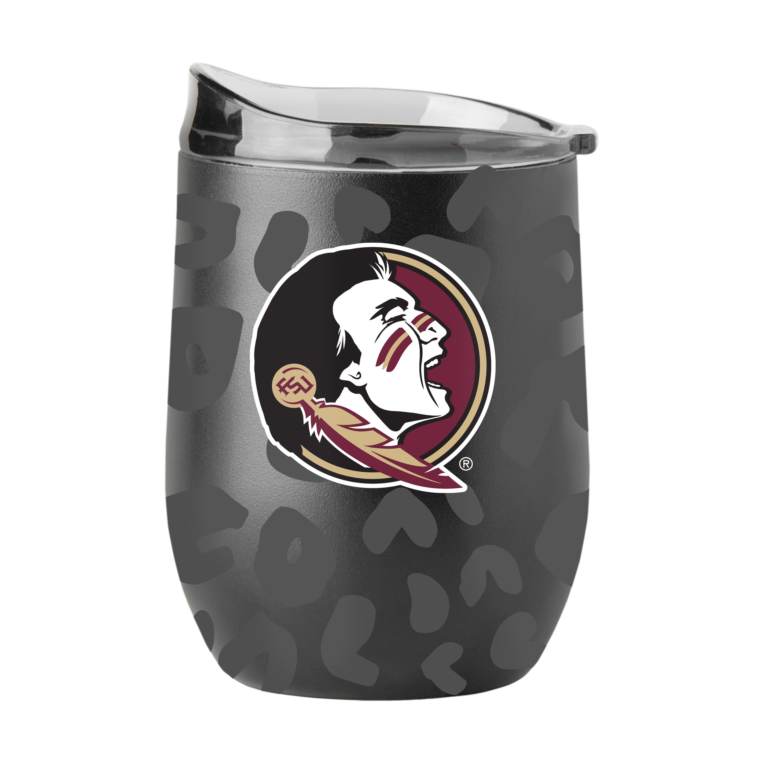 Florida State Leopard 16oz Black Powder Coat Curved Beverage
