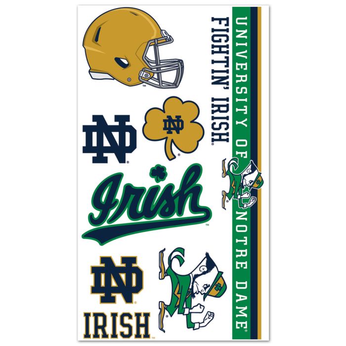 Notre Dame Fighting Irish Tattoos - Sports Collectibles, Sports Memorabilia, Sports Fan Shop, Sports Gifts