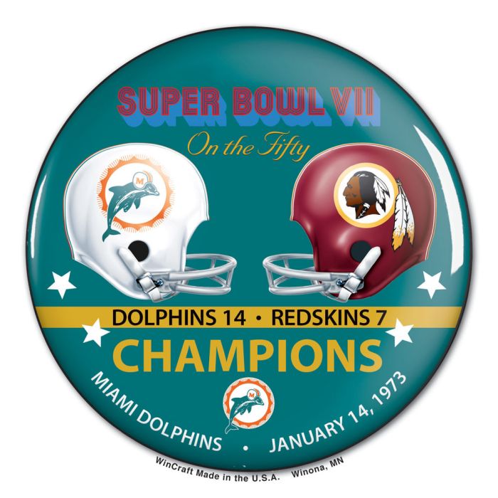 Super Bowl on the Fifty Miami Dolphins Button, carded 3" - Sports Collectibles, Sports Memorabilia, Sports Fan Shop, Sports Gifts