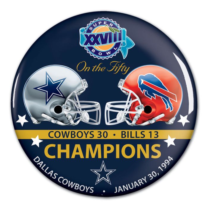 Super Bowl on the Fifty Dallas Cowboys Button, carded 3" - Sports Collectibles, Sports Memorabilia, Sports Fan Shop, Sports Gifts