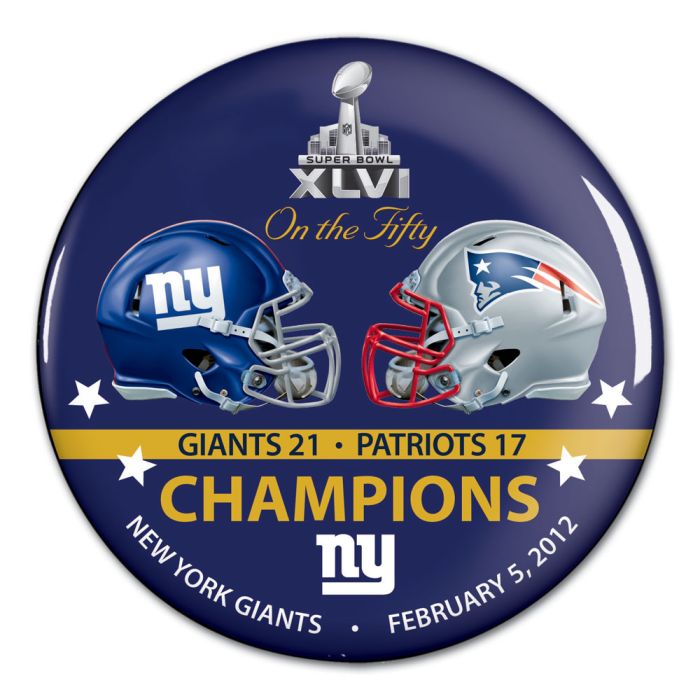 Super Bowl on the Fifty New York Giants Button, carded 3" - Sports Collectibles, Sports Memorabilia, Sports Fan Shop, Sports Gifts