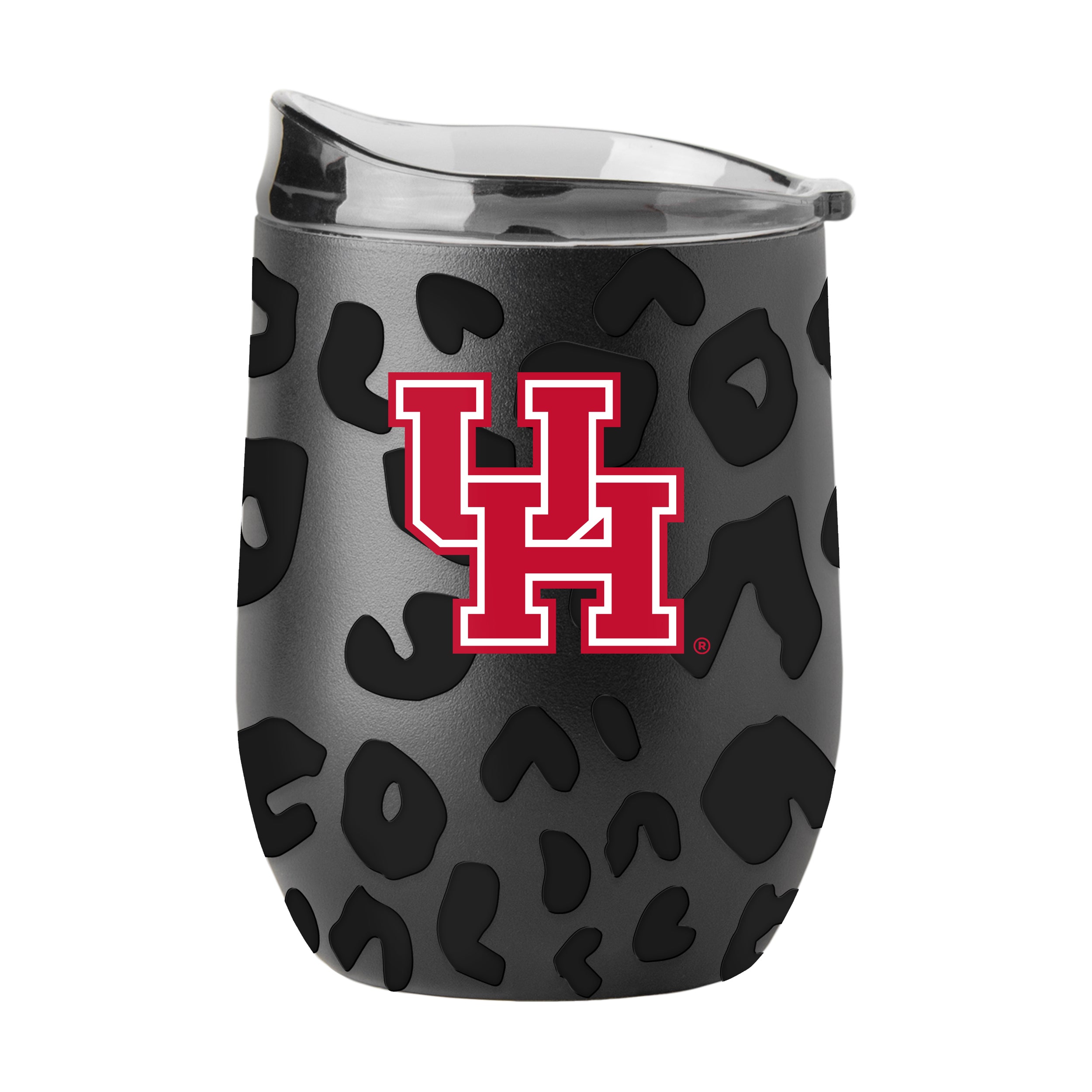 Houston Leopard 16oz Black Powder Coat Curved Beverage