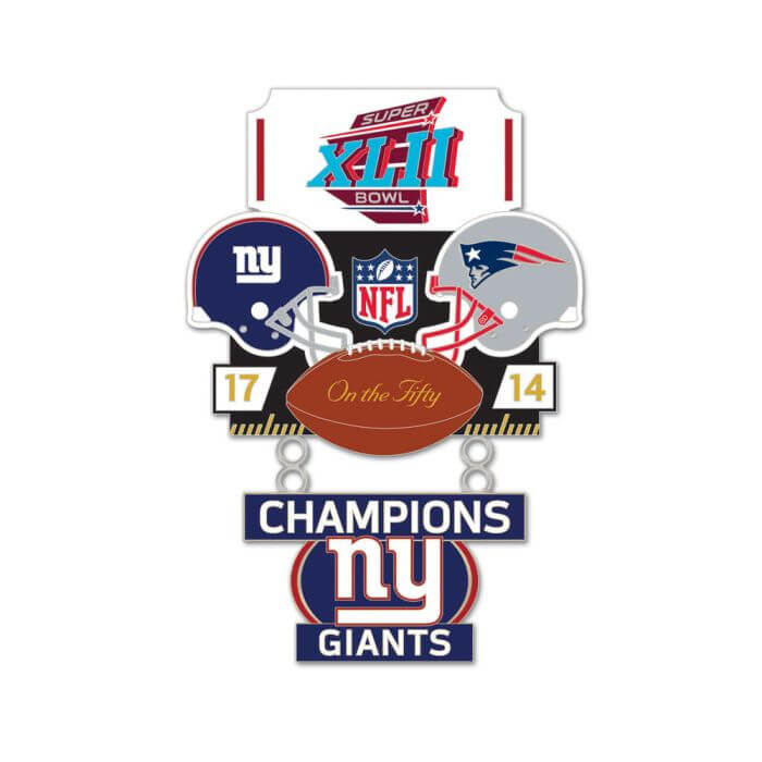 WinCraft Super Bowl XLII Giants vs. Patriots Champion Lapel Pin - Sports Collectibles, Sports Memorabilia, Sports Fan Shop, Sports Gifts