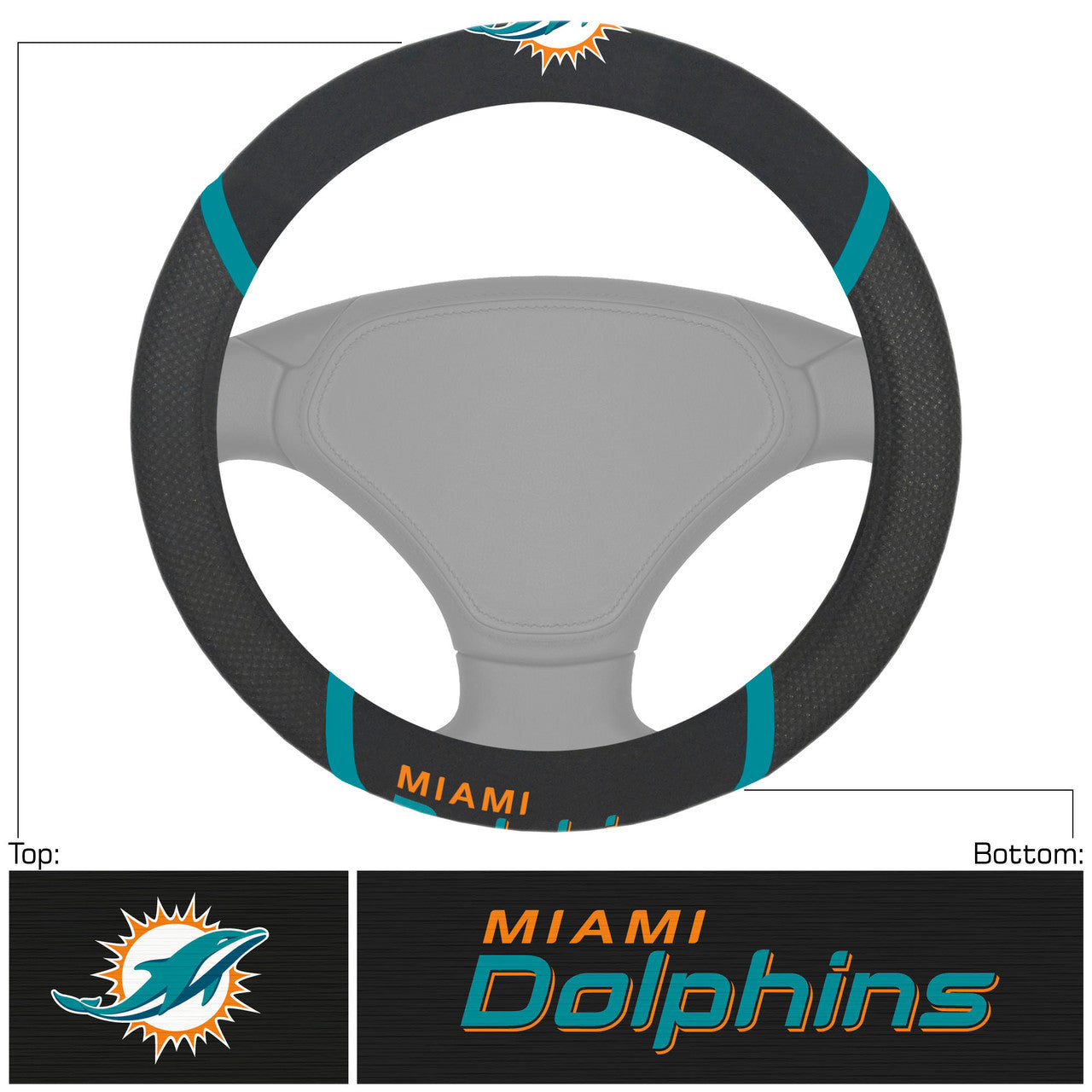 Miami Dolphins Steering Wheel Cover Mesh/Stitched - Sports Collectibles, Sports Memorabilia, Sports Fan Shop, Sports Gifts