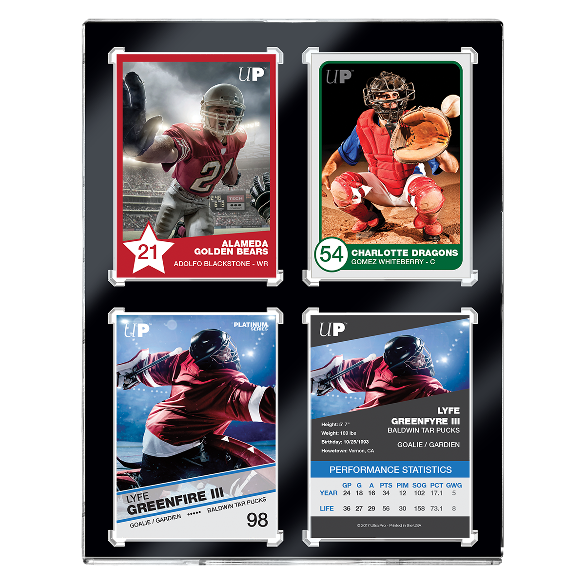 35PT 4-Card Black Border UV ONE-TOUCH Magnetic Holder - Sports Collectibles, Sports Memorabilia, Sports Fan Shop, Sports Gifts