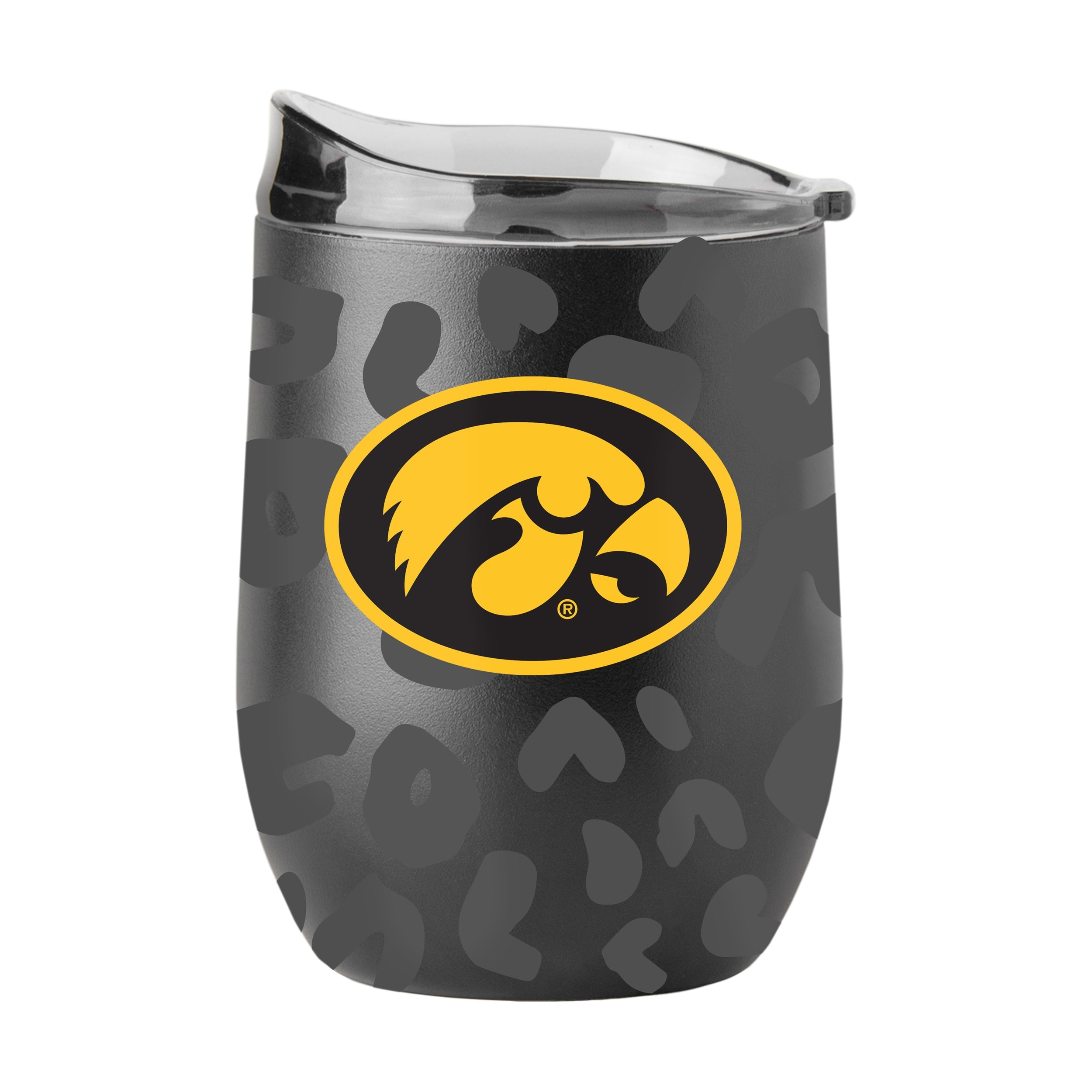 Iowa Leopard 16oz Black Powder Coat Curved Beverage
