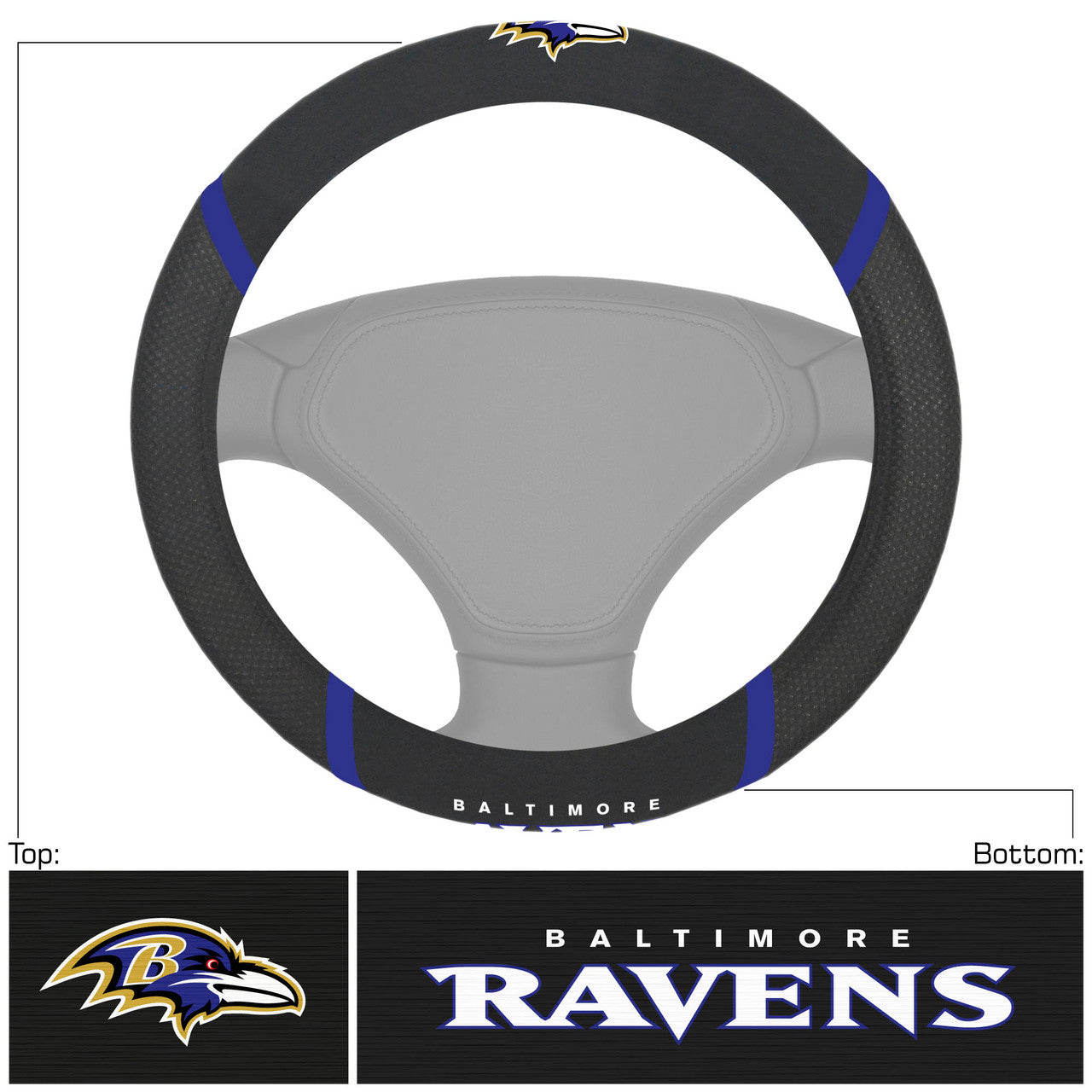 Baltimore Ravens Steering Wheel Cover Mesh/Stitched - Sports Collectibles, Sports Memorabilia, Sports Fan Shop, Sports Gifts