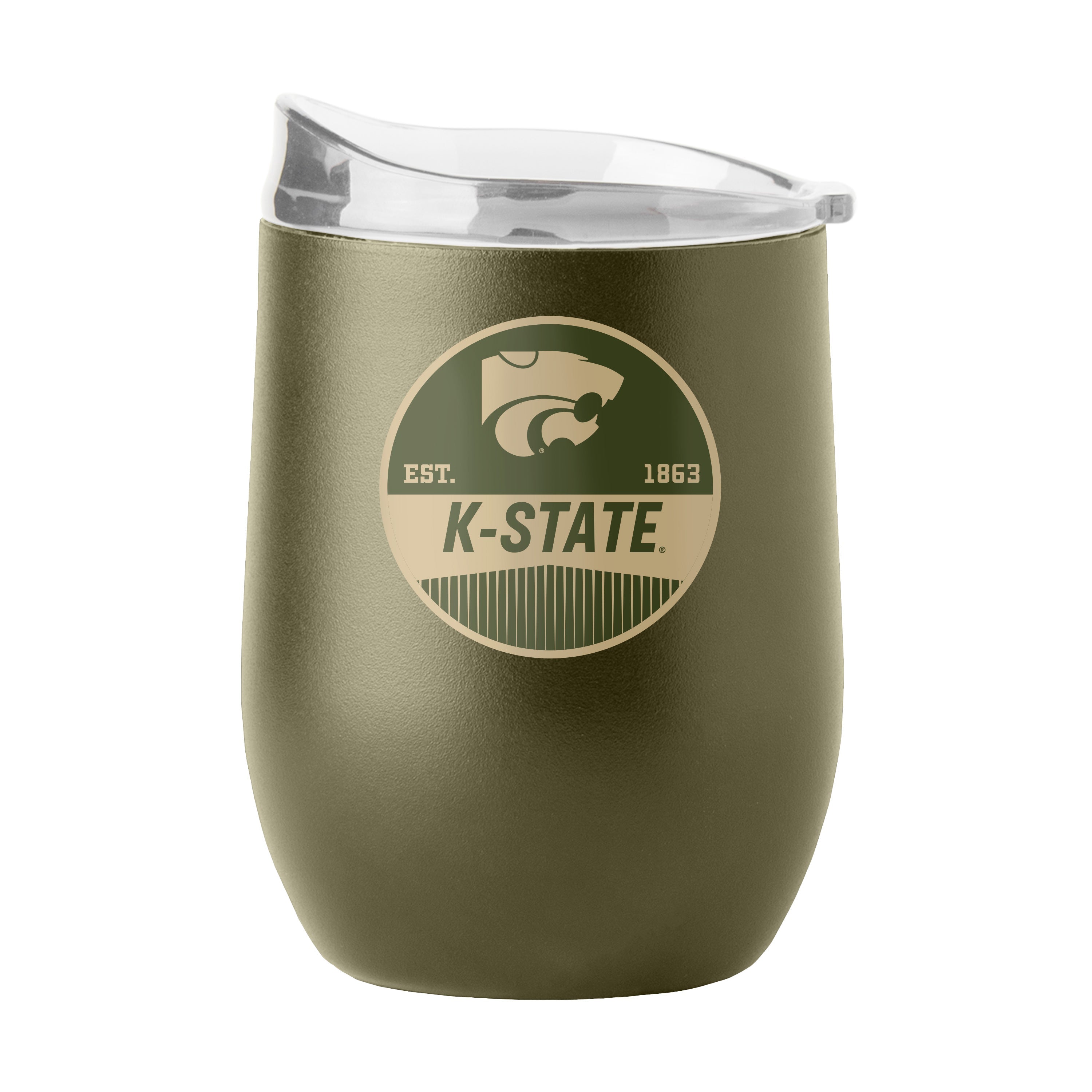 Kansas State 16oz Badge Powder Coat Curved Bev