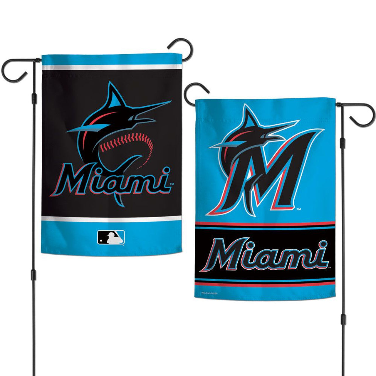 Miami Marlins Flag 12x18 Garden Style 2 Sided - Special Order - Sports Collectibles, Sports Memorabilia, Sports Fan Shop, Sports Gifts