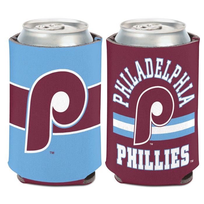 Philadelphia Phillies / Cooperstown STRIPE Can Cooler 12 oz. - Sports Collectibles, Sports Memorabilia, Sports Fan Shop, Sports Gifts