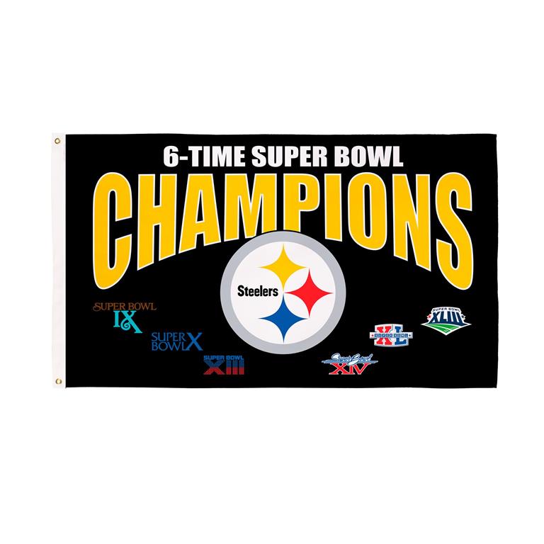 Pittsburgh Steelers 6X Superbowl Champions Football 3x5 Flag - Sports Gifts, Sports Memorabilia, Sports Collectibles, Fan Shop