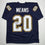 Autographed/Signed Natrone Means Los Angeles San Diego Navy Blue Football Jersey Beckett BAS COA
