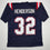 Autographed/Signed TreVeyon Henderson New England Blue Football Jersey Beckett BAS COA