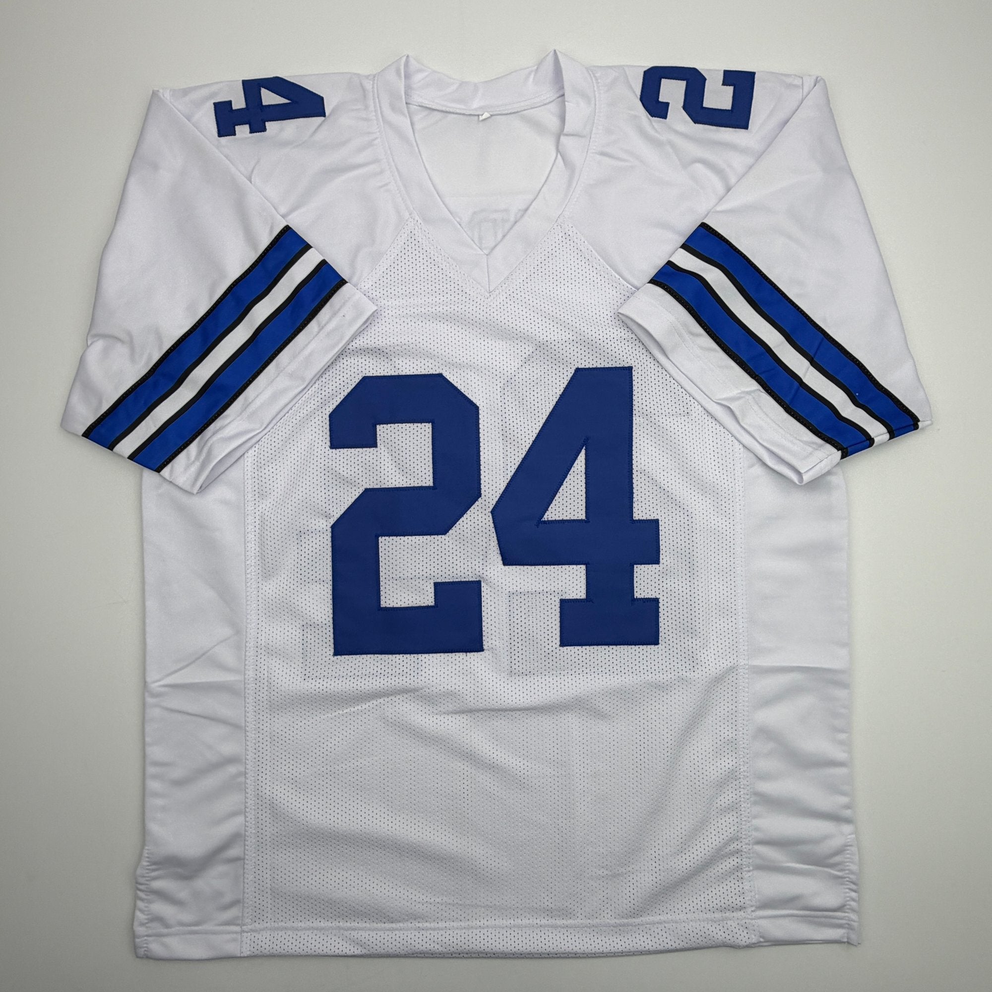 Autographed/Signed Larry Brown SB MVP Dallas White Football Jersey JSA COA