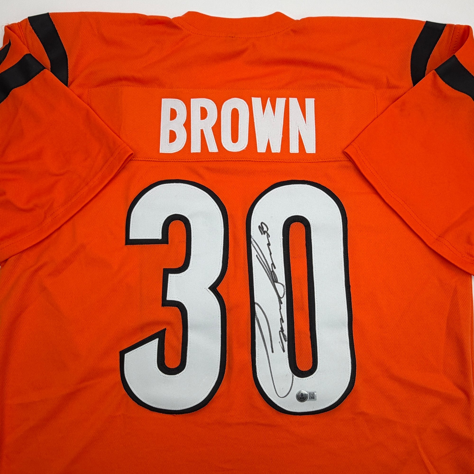Autographed/Signed Chase Brown Cincinnati Orange Football Jersey Beckett BAS COA