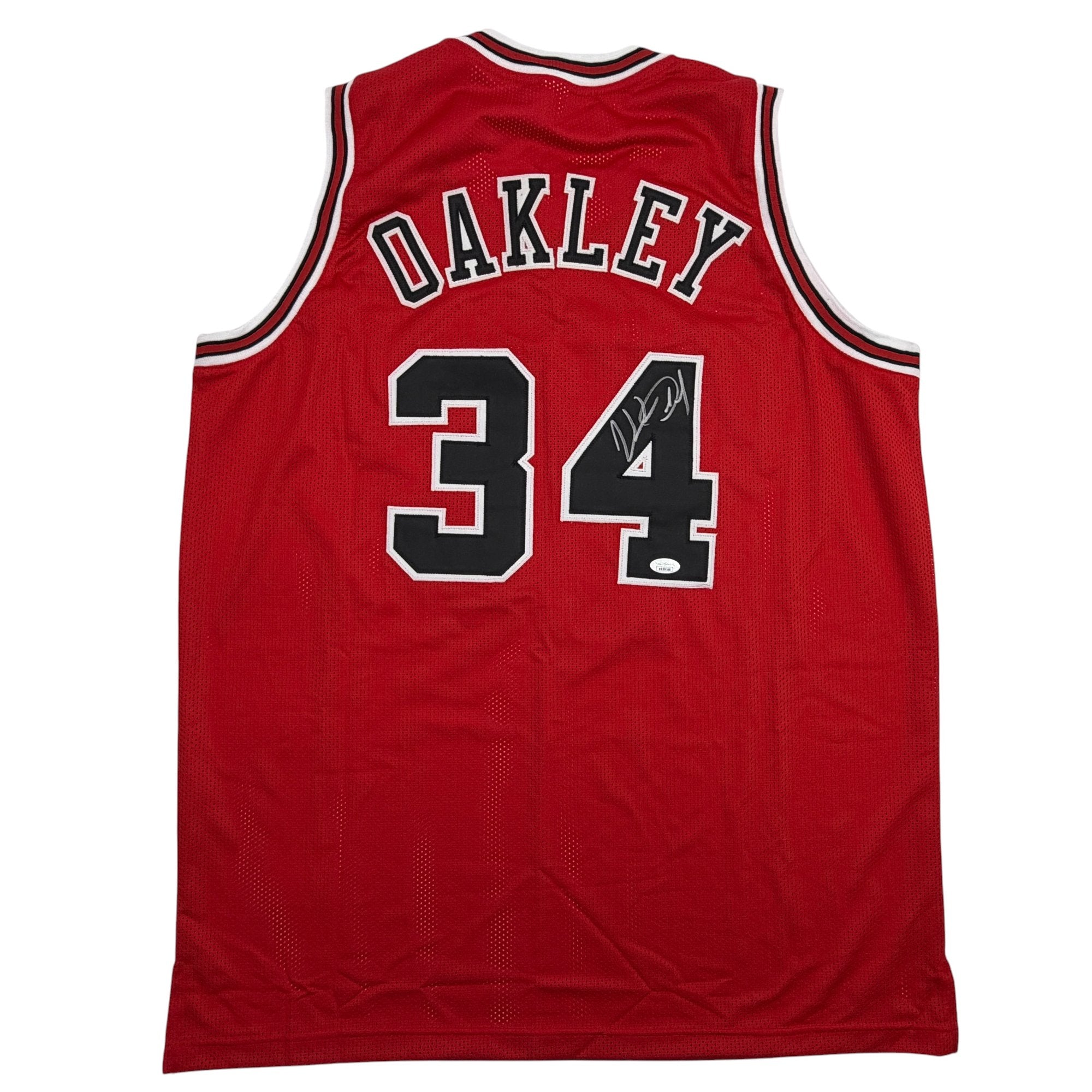 Autographed/Signed Charles Oakley Chicago Red Basketball Jersey JSA COA