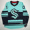 Autographed/Signed Matty Beniers Seattle Kraken Blue Authentic Hockey Jersey Fanatics COA