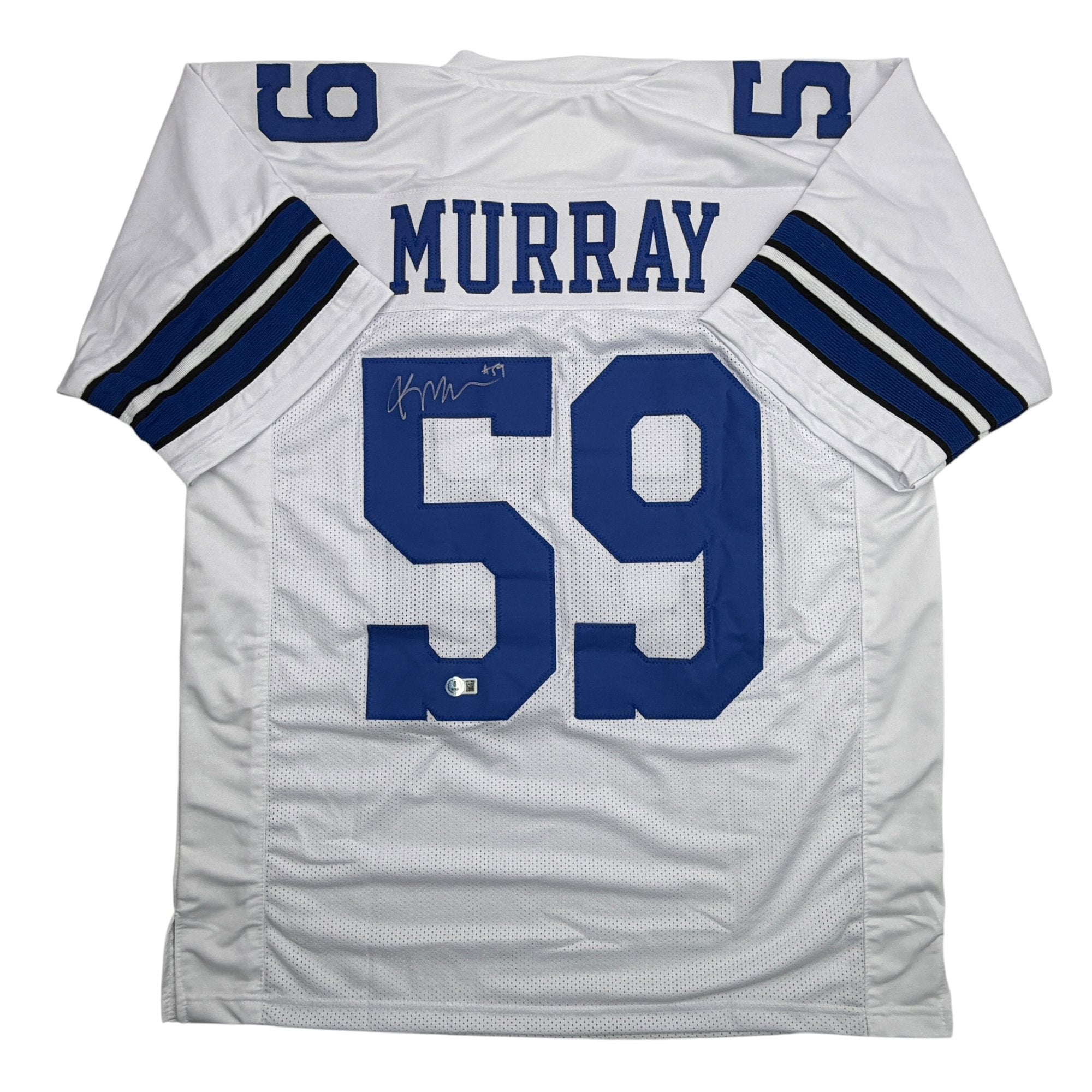 Autographed/Signed Kenneth Murray Jr. Dallas White Football Jersey Beckett BAS COA