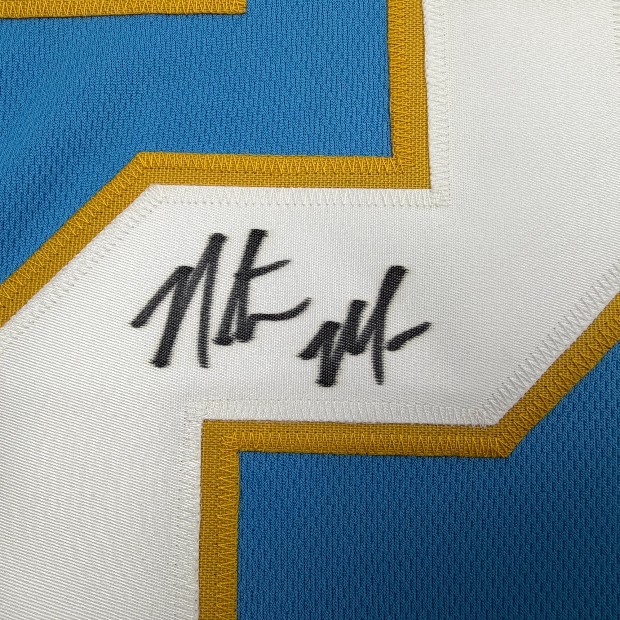 Autographed/Signed Natrone Means Los Angeles San Diego Powder Blue Football Jersey Beckett BAS COA