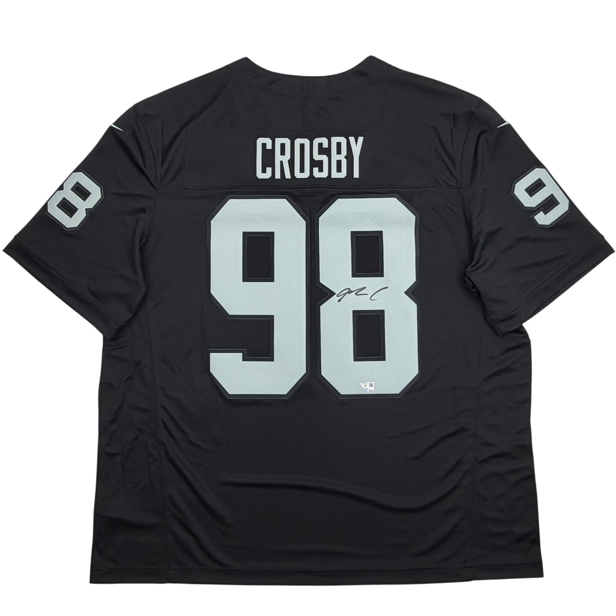 Autographed/Signed Maxx Crosby Oakland Las Vegas Raiders Black Authentic Football Jersey Fanatics COA