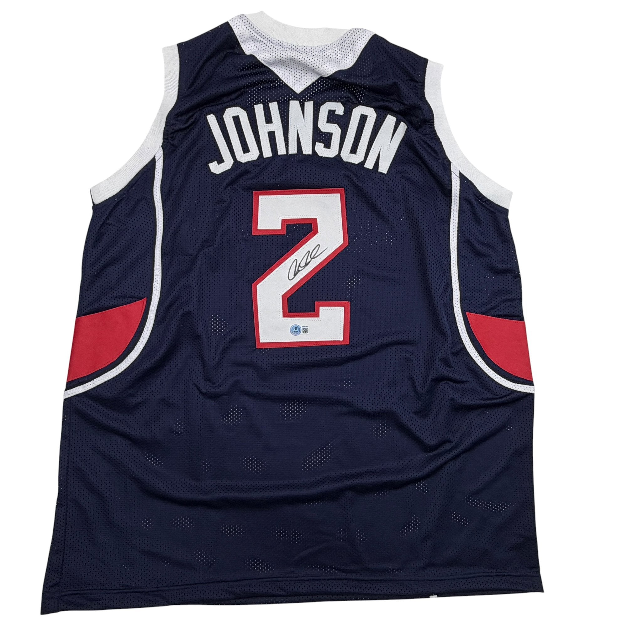 Autographed/Signed Joe Johnson Atlanta Blue Basketball Jersey Beckett BAS COA