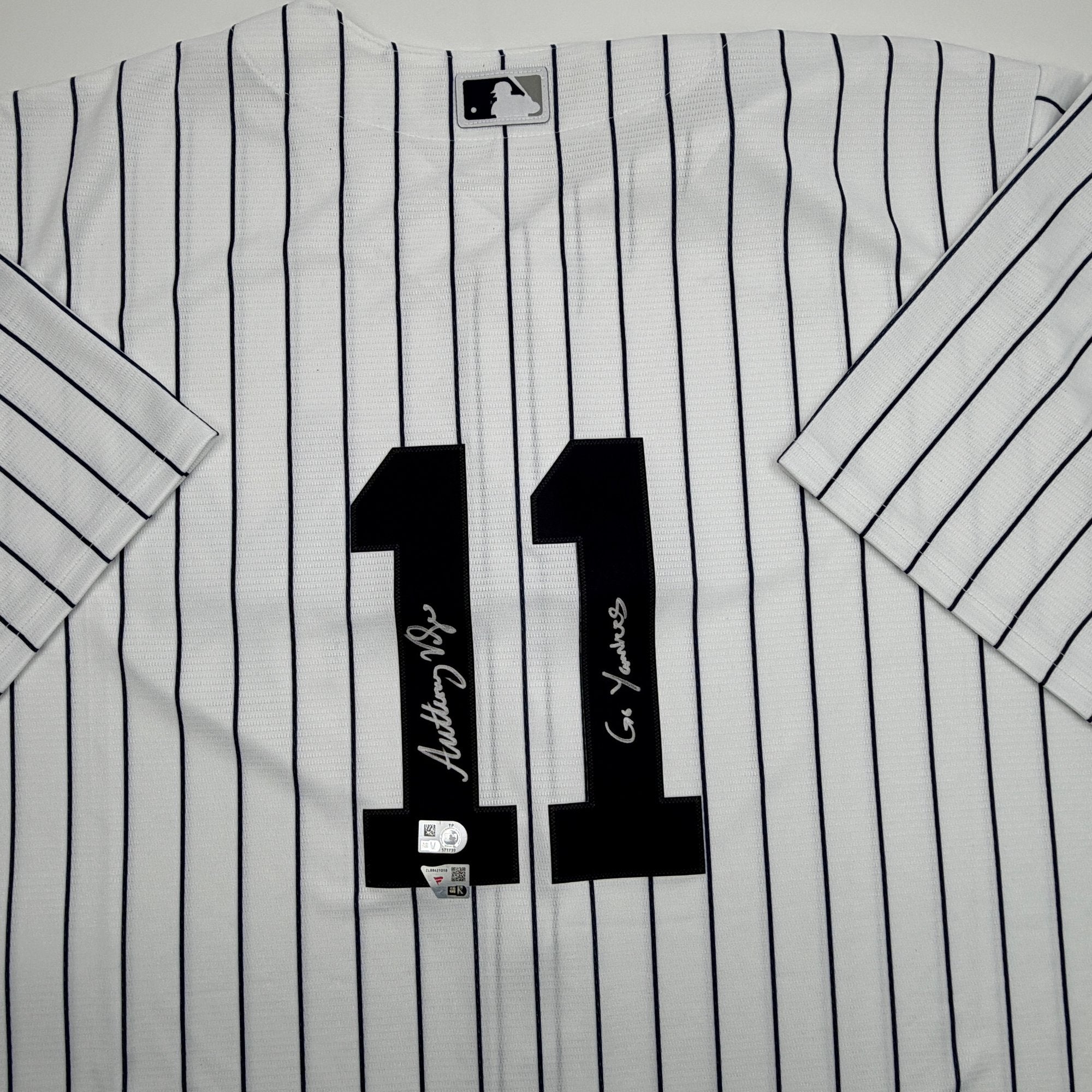 Autographed/Signed Anthony Volpe New York Yankees Pinstripe Authentic Baseball Jersey Fanatics & MLB COA
