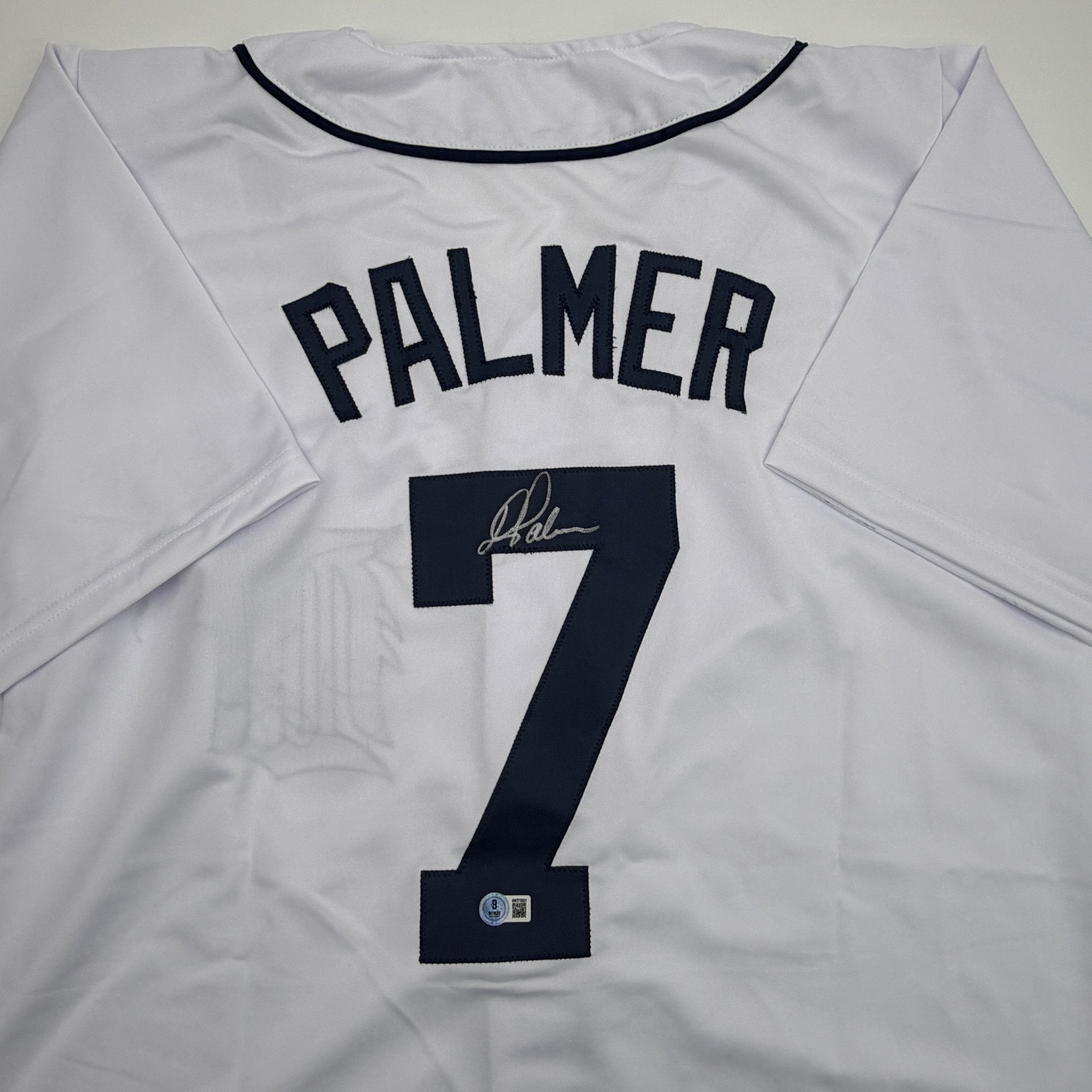 Autographed/Signed Dean Palmer Detroit White Baseball Jersey Beckett BAS COA
