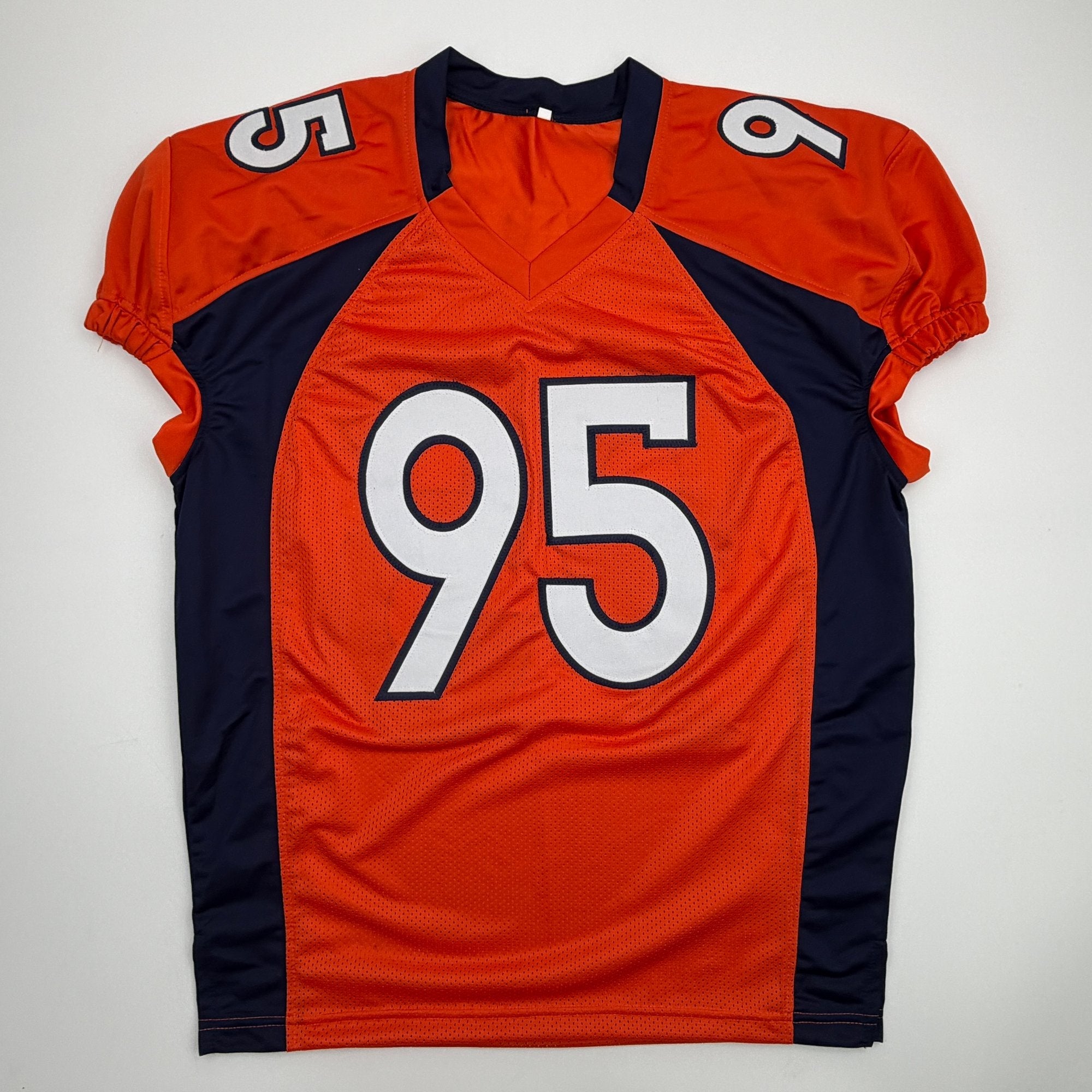 Autographed/Signed Derek Wolfe Denver Orange Pro Cut Football Jersey Beckett BAS COA