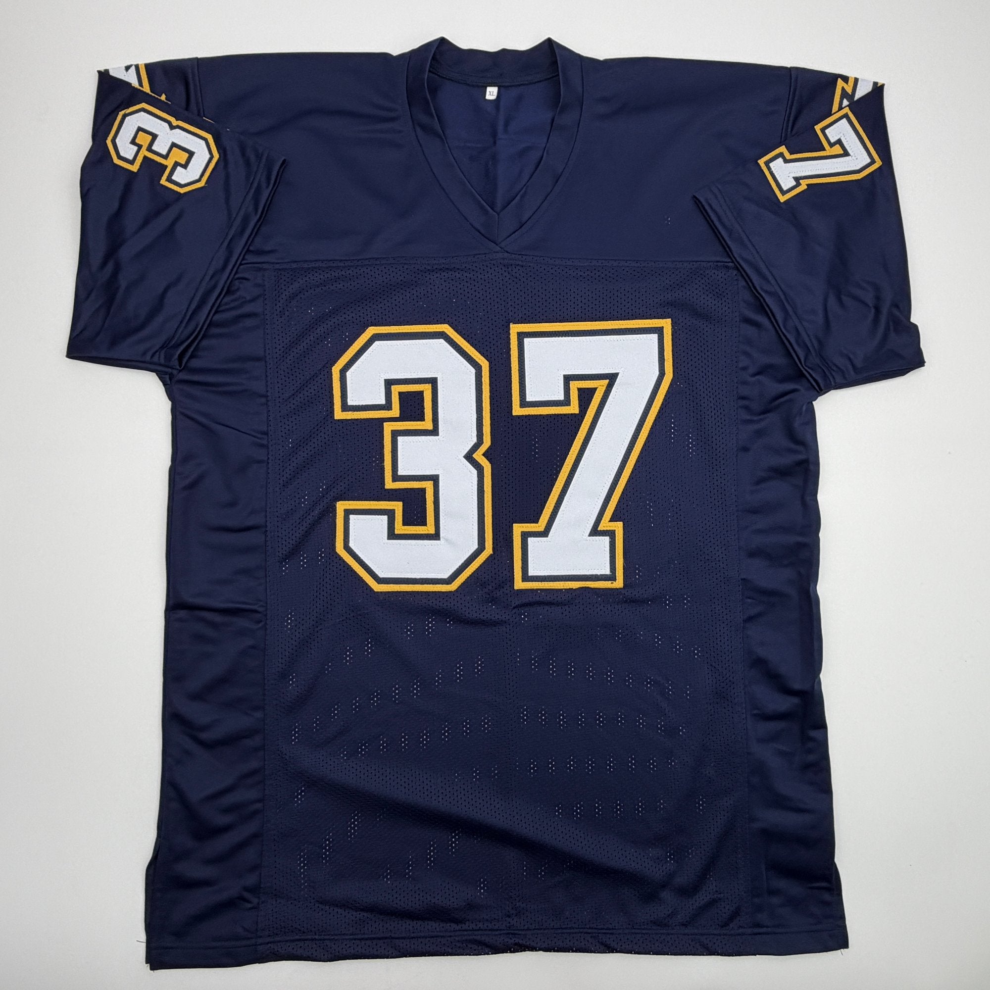 Autographed/Signed Rodney Harrison Los Angeles San Diego Navy Blue Football Jersey Beckett BAS COA