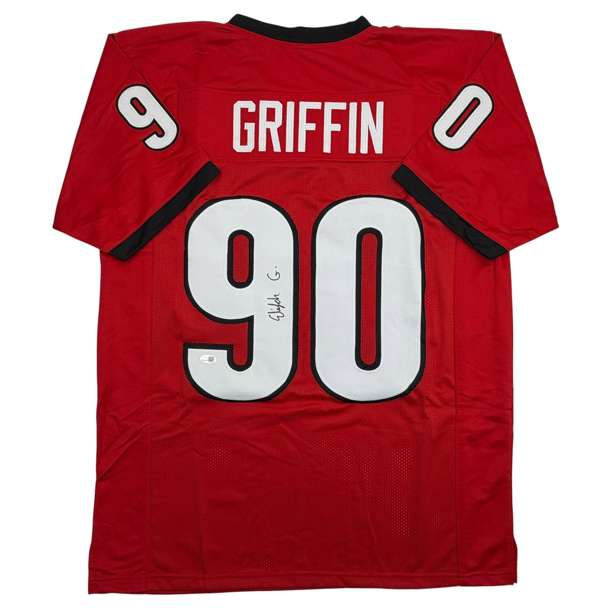 Autographed/Signed Elijah Griffin Georgia Red College Football Jersey JSA COA