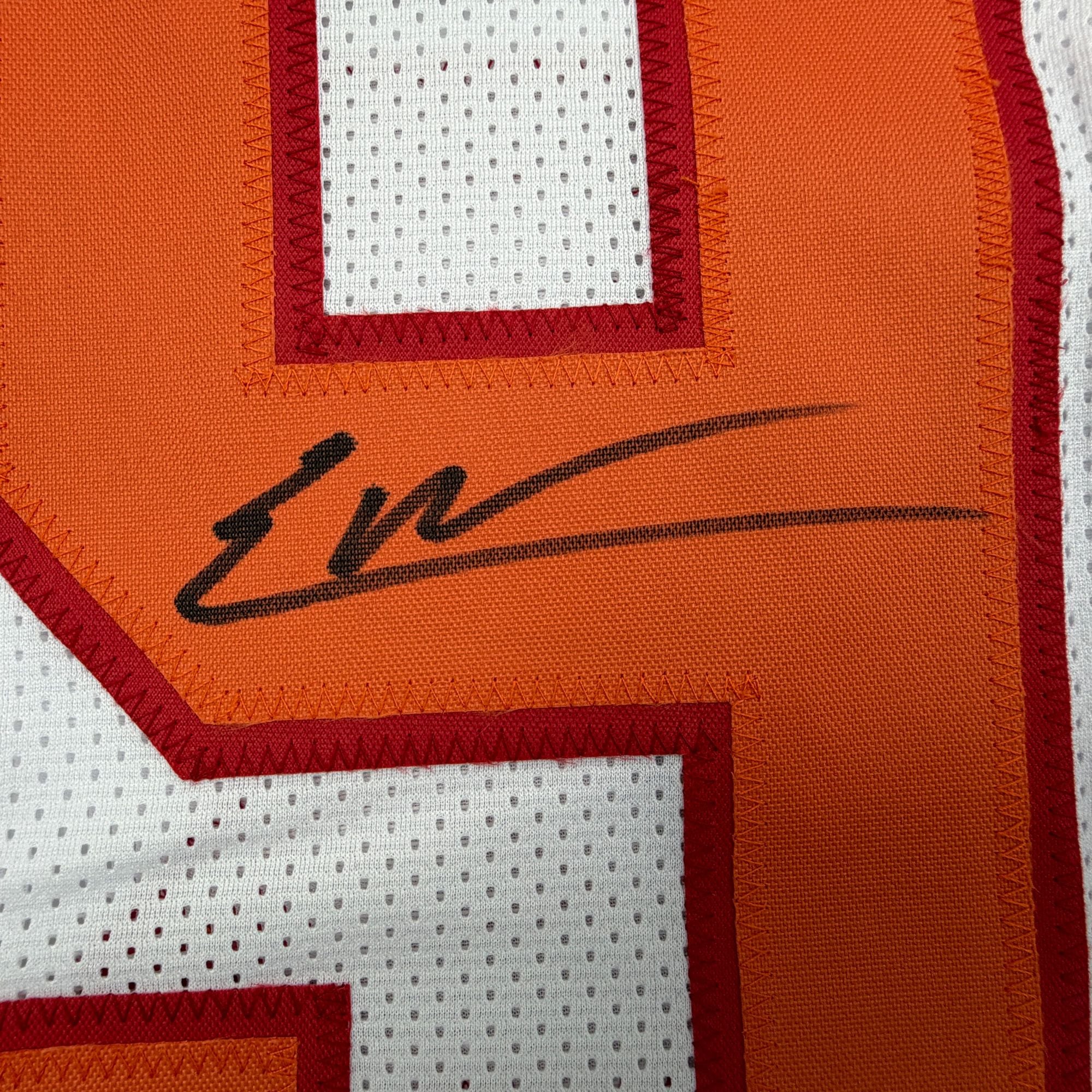 Autographed/Signed Elijah Roberts Tampa Bay Retro White Football Jersey Beckett BAS COA