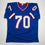 Autographed/Signed John Fina Buffalo Blue Football Jersey JSA COA
